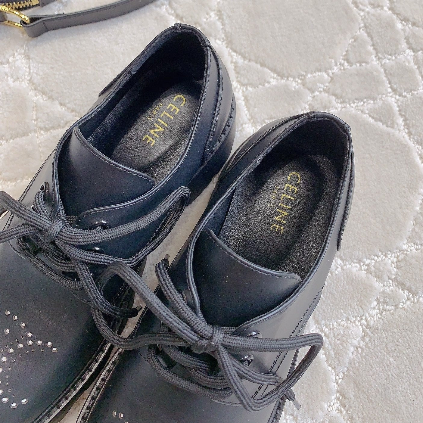 Celine TRIOMPHE RANGERS DERBY WITH PERFORATED TRIOMPHE IN POLISHED BULL BLACK