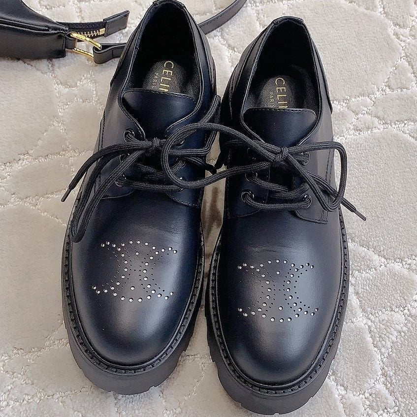 Celine TRIOMPHE RANGERS DERBY WITH PERFORATED TRIOMPHE IN POLISHED BULL BLACK