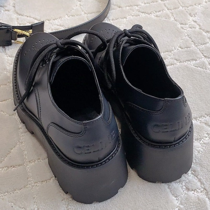 Celine TRIOMPHE RANGERS DERBY WITH PERFORATED TRIOMPHE IN POLISHED BULL BLACK