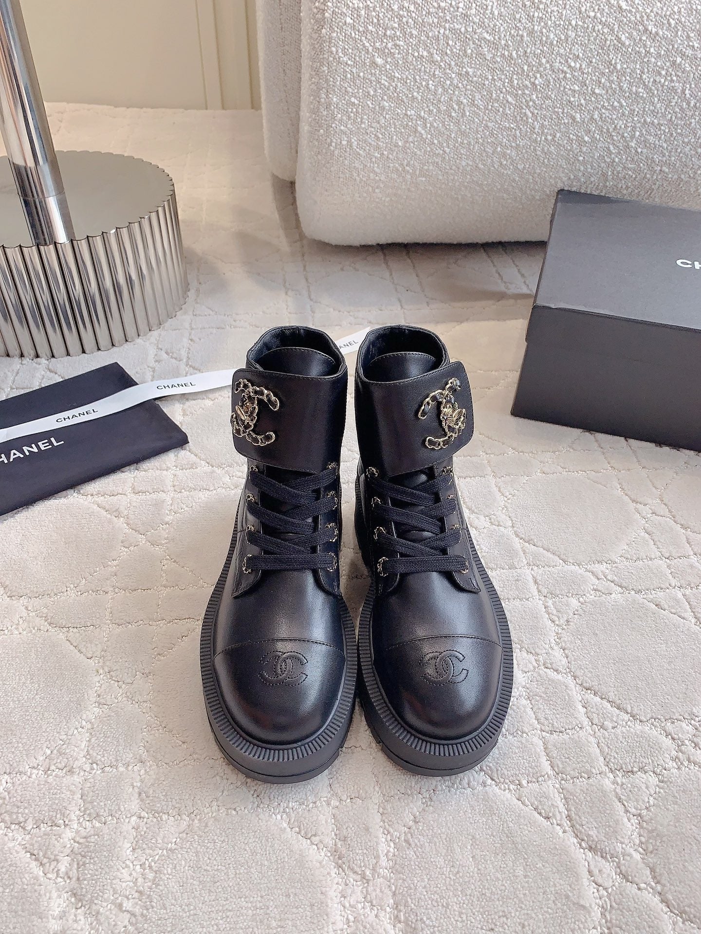 CHANEL Ankle Boots In Black Calfskin 145487