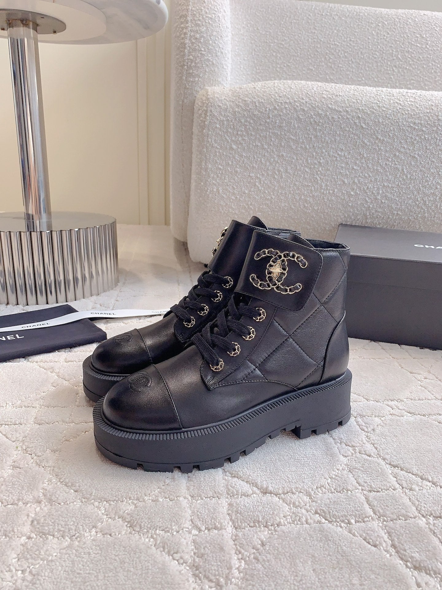 CHANEL Ankle Boots In Black Calfskin 145487