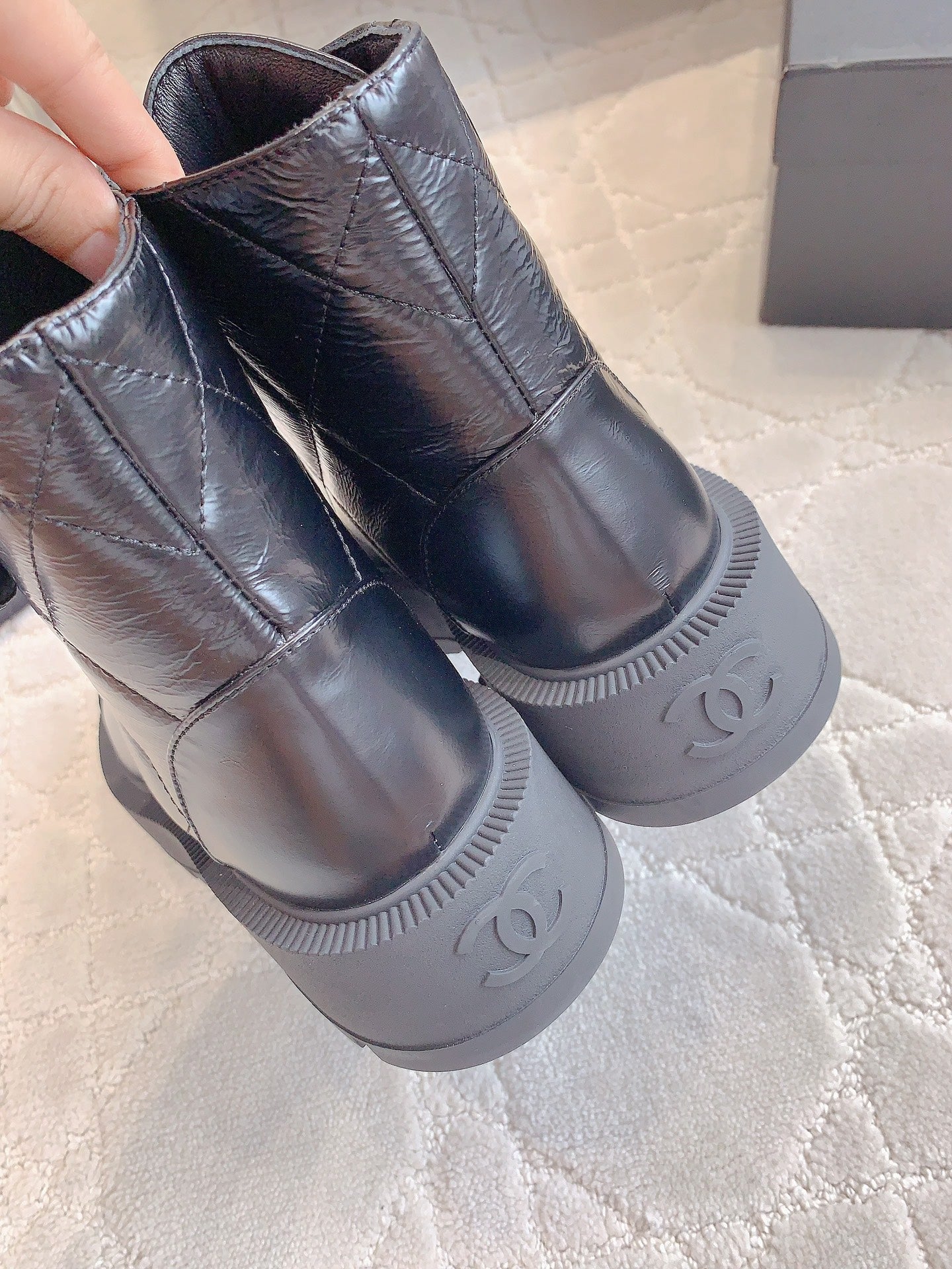 CHANEL Ankle Boots In Black Wrinkled Calfskin 145488