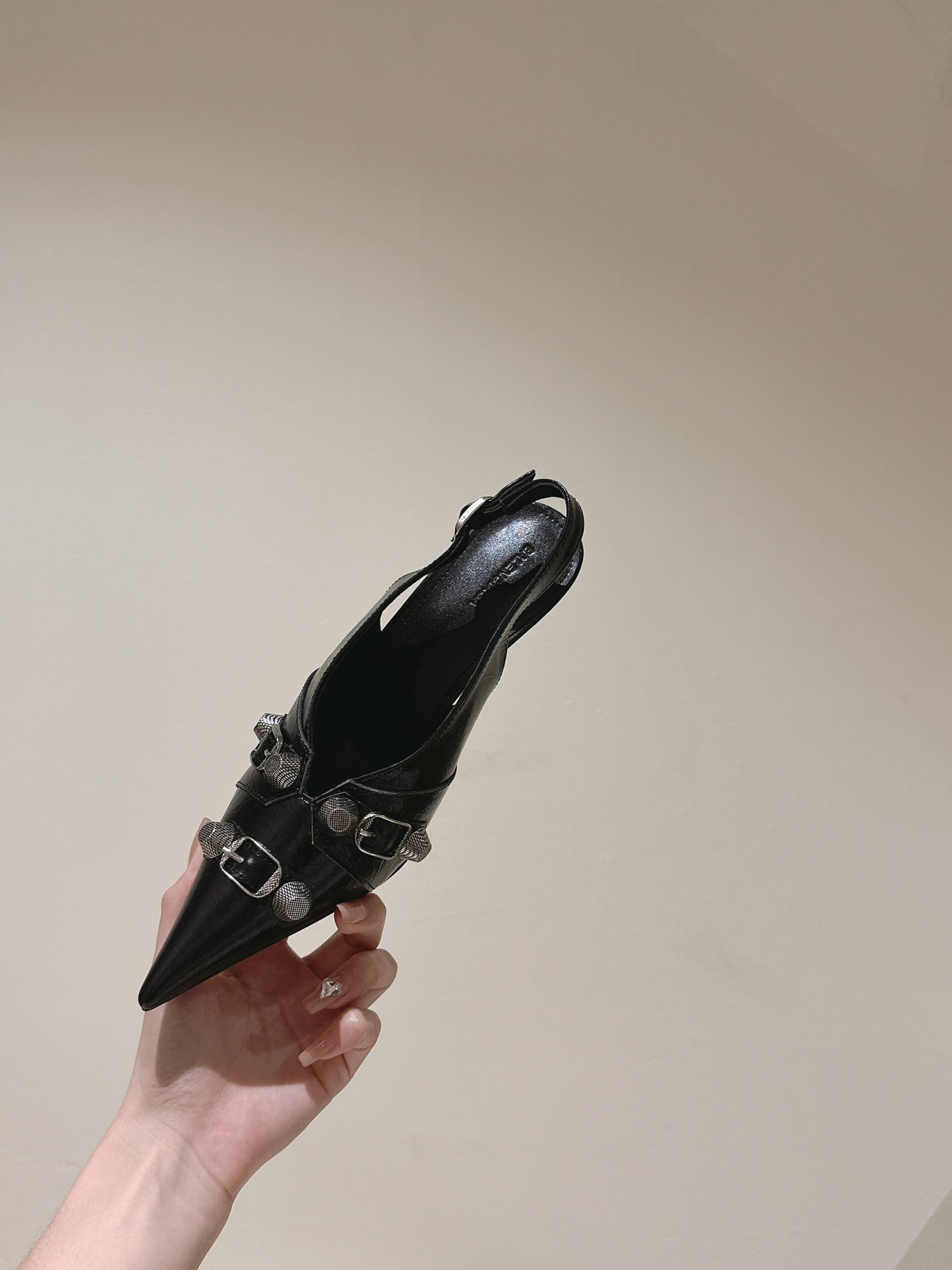 Balanciaga CAGOLE HIGH SLINGBACK IN BLACK GLOSSY CALFSKIN