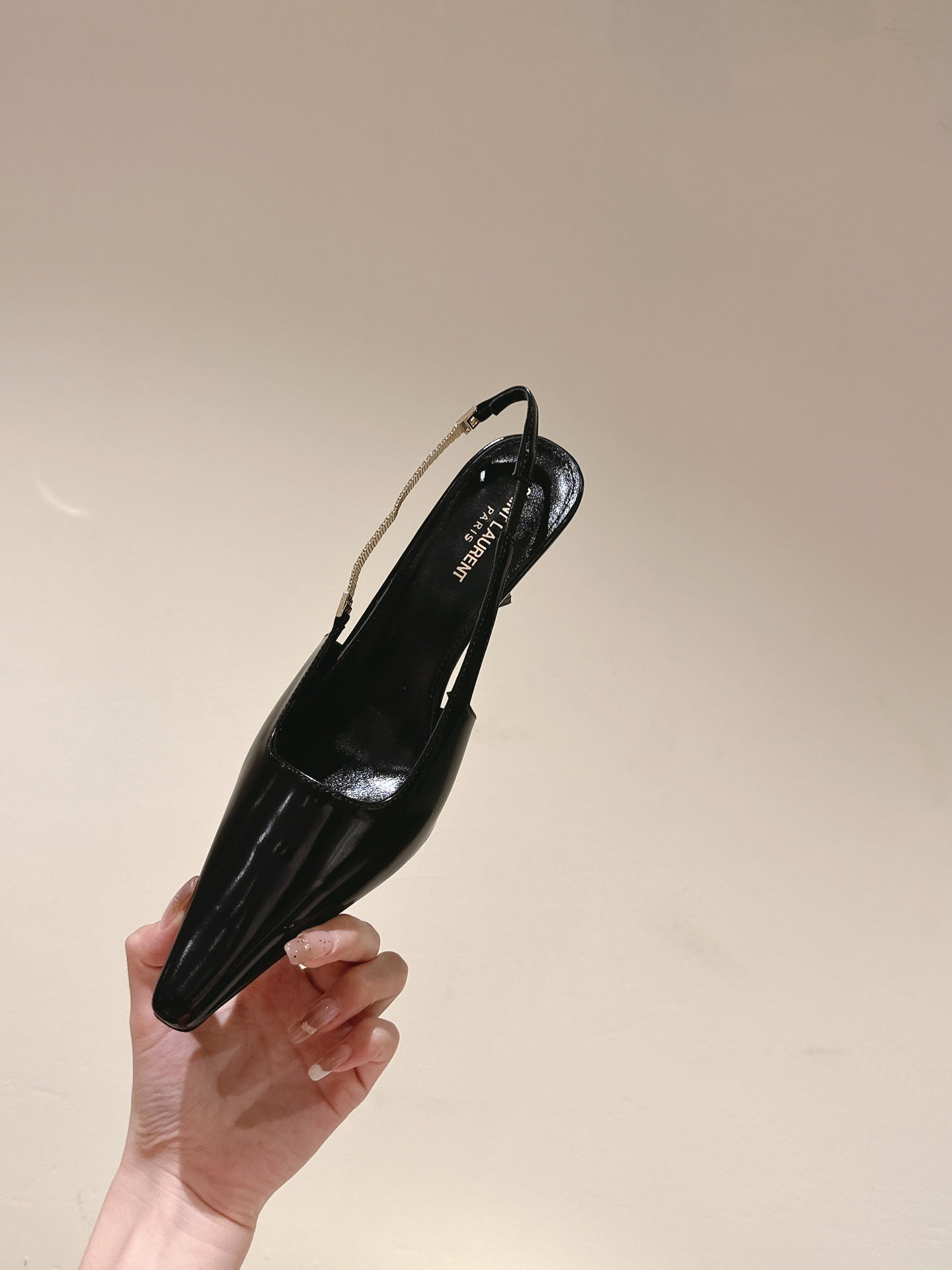 Saint Laurent BLAKE SLINGBACK PUMPS 80 IN BLACK LEATHER