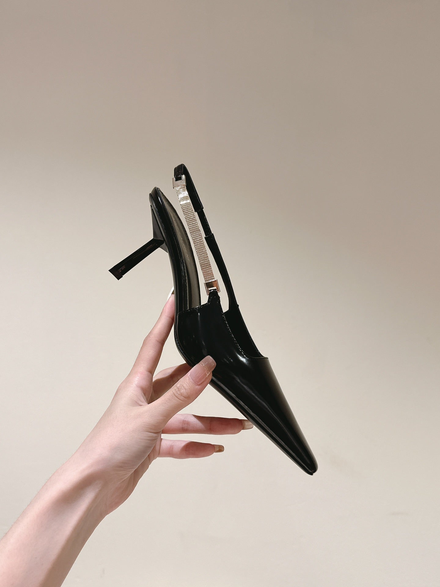 Saint Laurent BLAKE SLINGBACK PUMPS 80 IN BLACK LEATHER