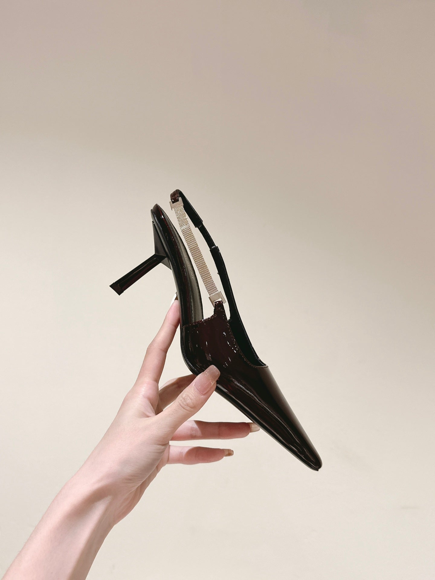 Saint Laurent BLAKE SLINGBACK PUMPS 80 IN WINE PATENT LEATHER