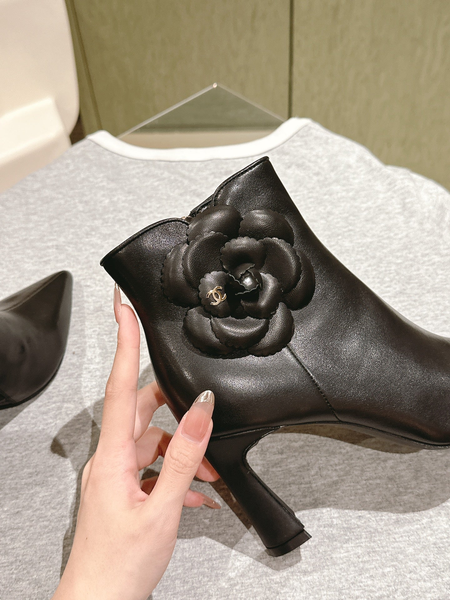 CHANEL Ankle Boots 85mm Black Lambskin