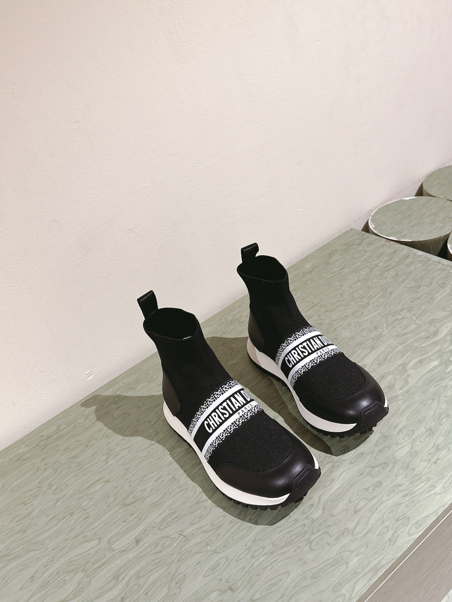 DIOR High-Top Sneaker 40mm Black Stretch Wool And Lambskin