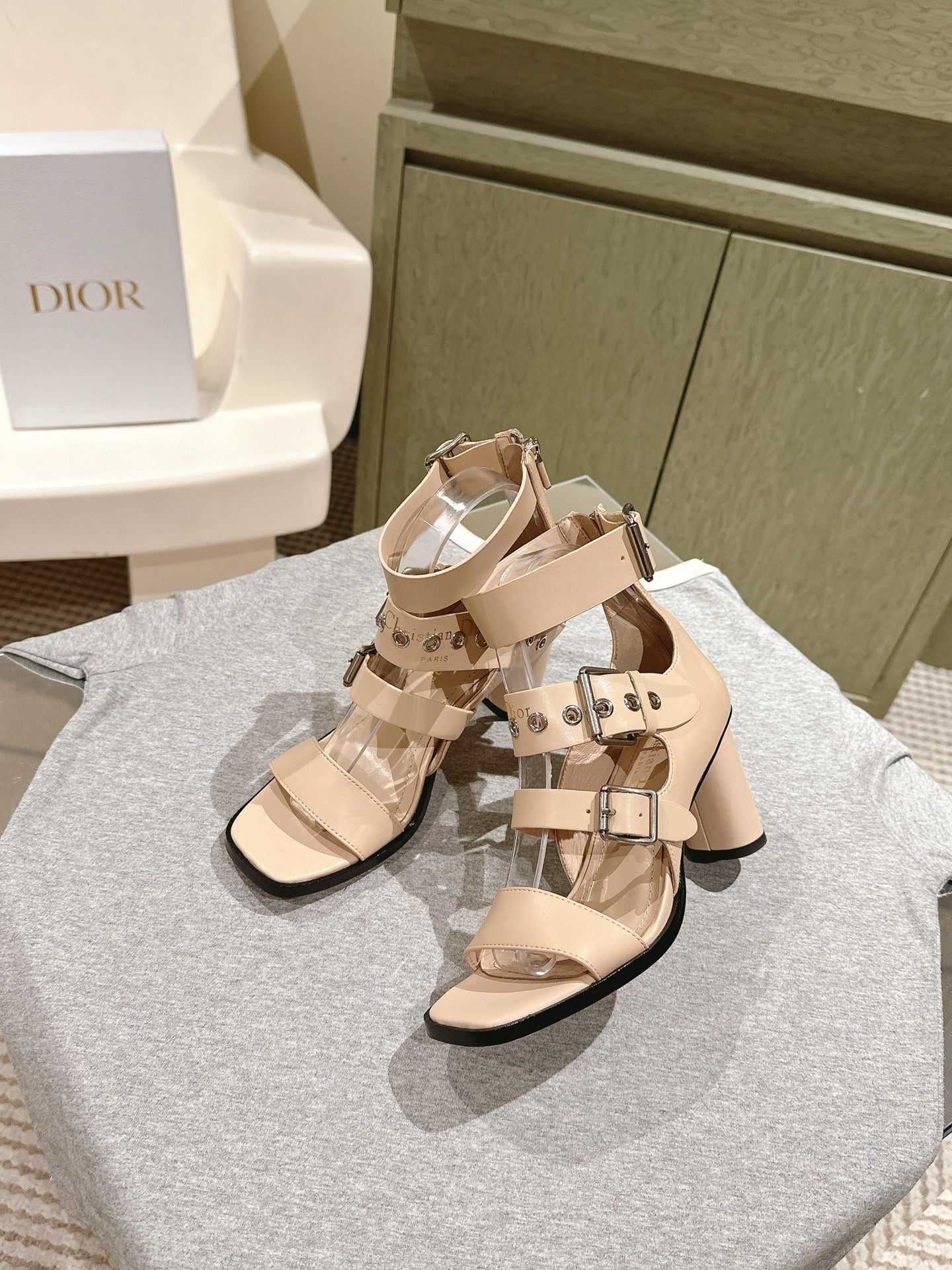 DIOR 25 Punk Heeled Sandal Lambskin with Leather Buckle 241953