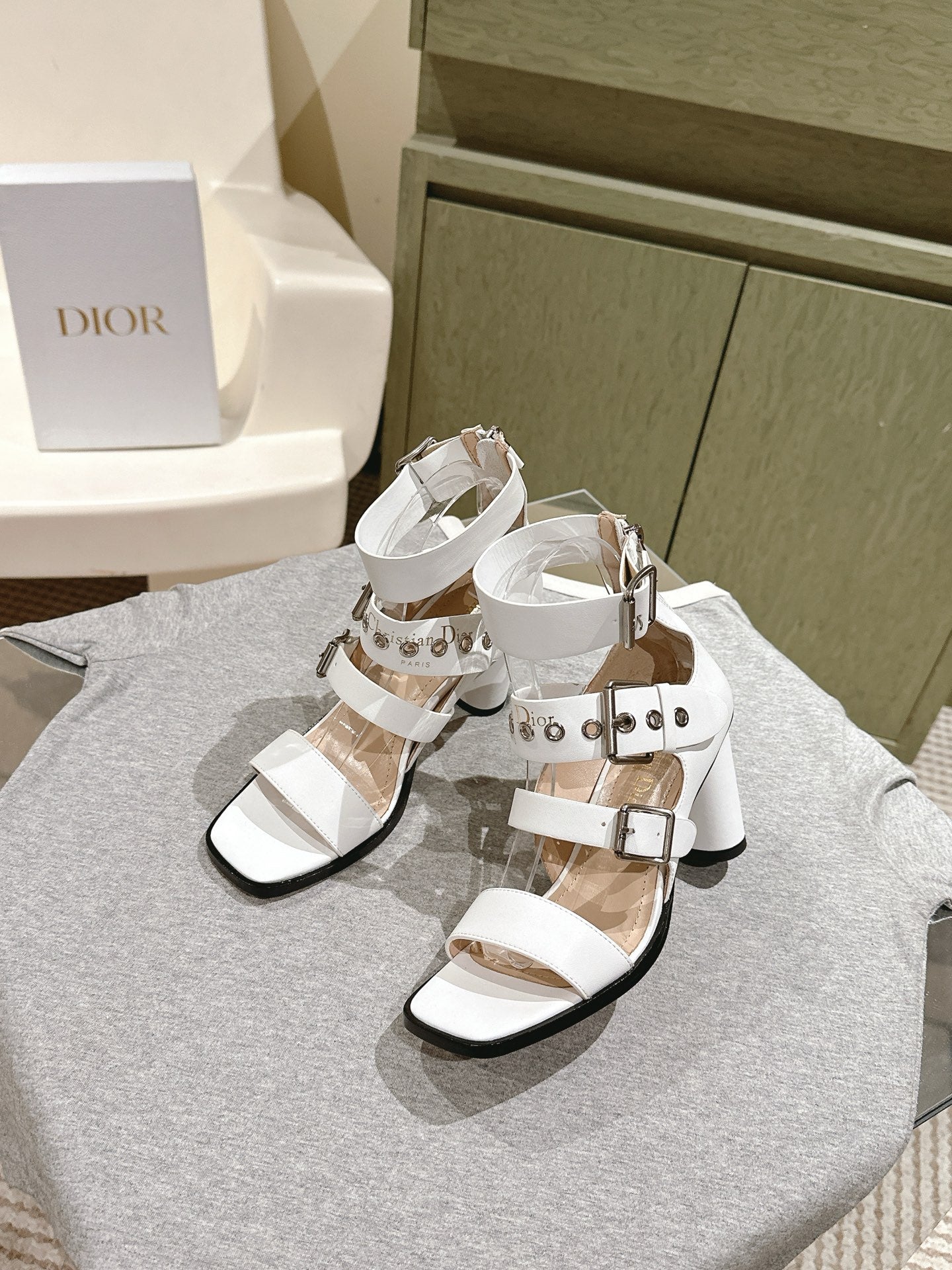 DIOR 25 Punk Heeled Sandal Lambskin with Leather Buckle 241953