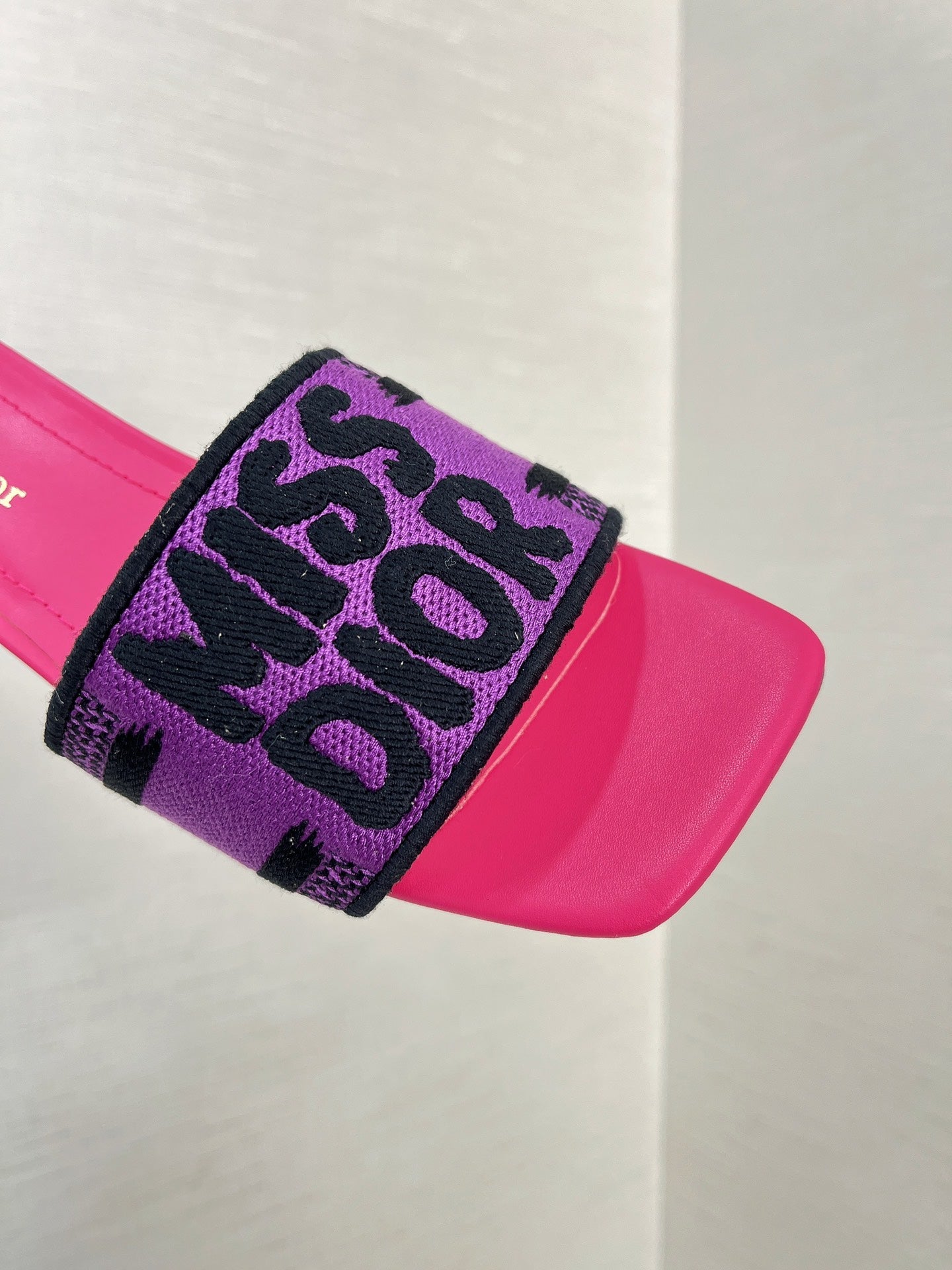 DIOR dway heeled slide 35 purple red embroidered cotton