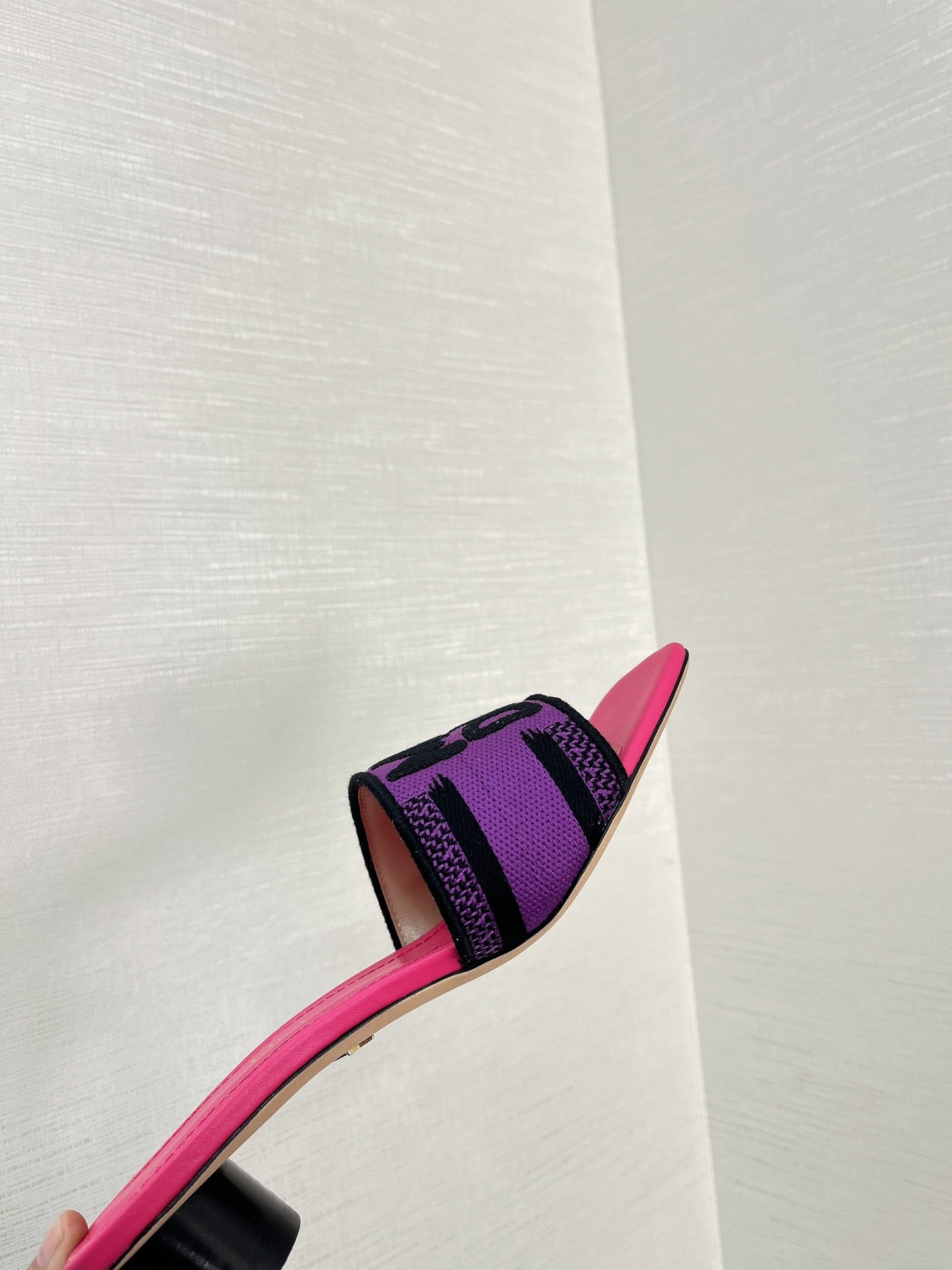 DIOR dway heeled slide 35 purple red embroidered cotton