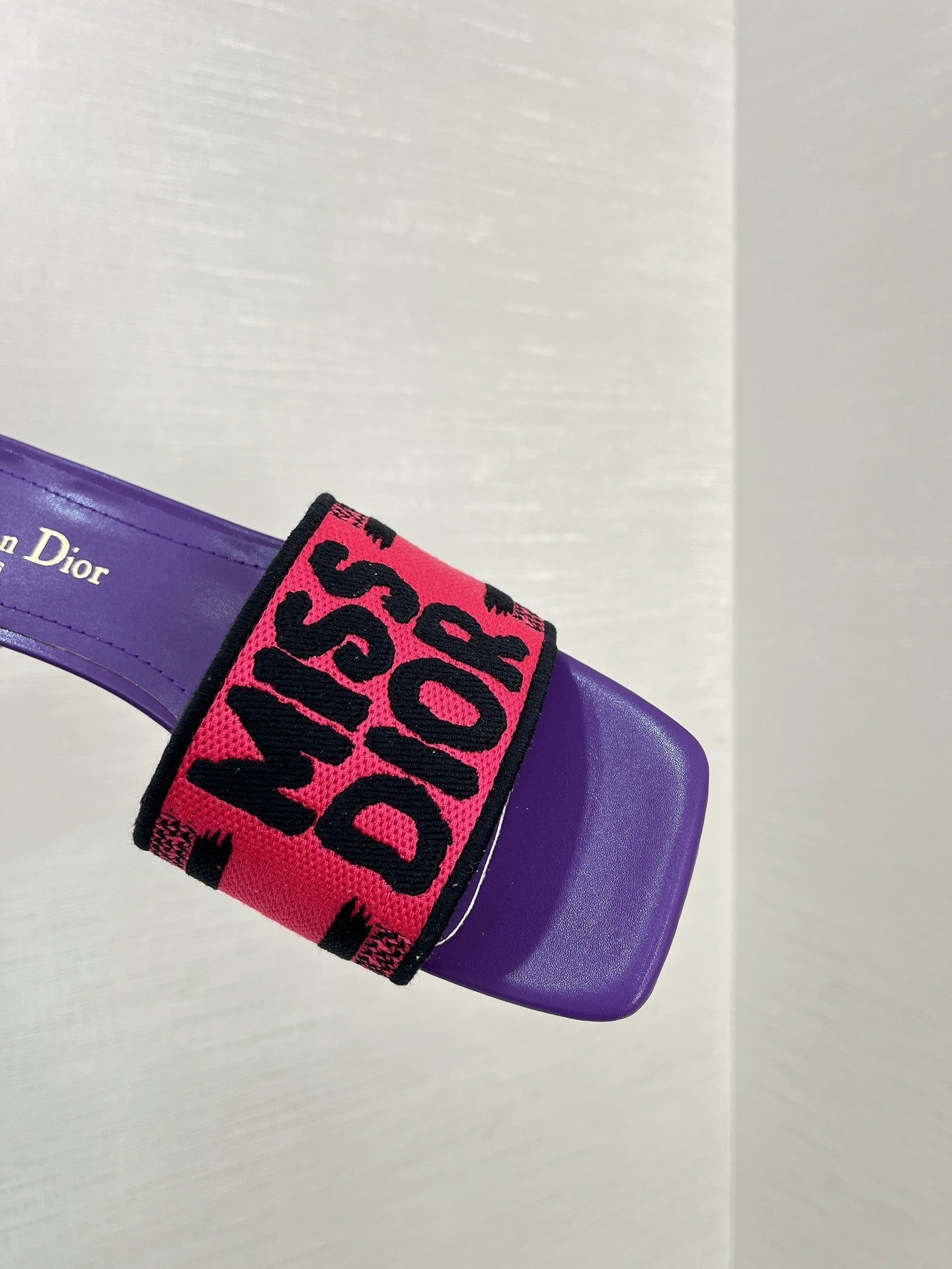 DIOR dway heeled slide 35 red purple embroidered cotton