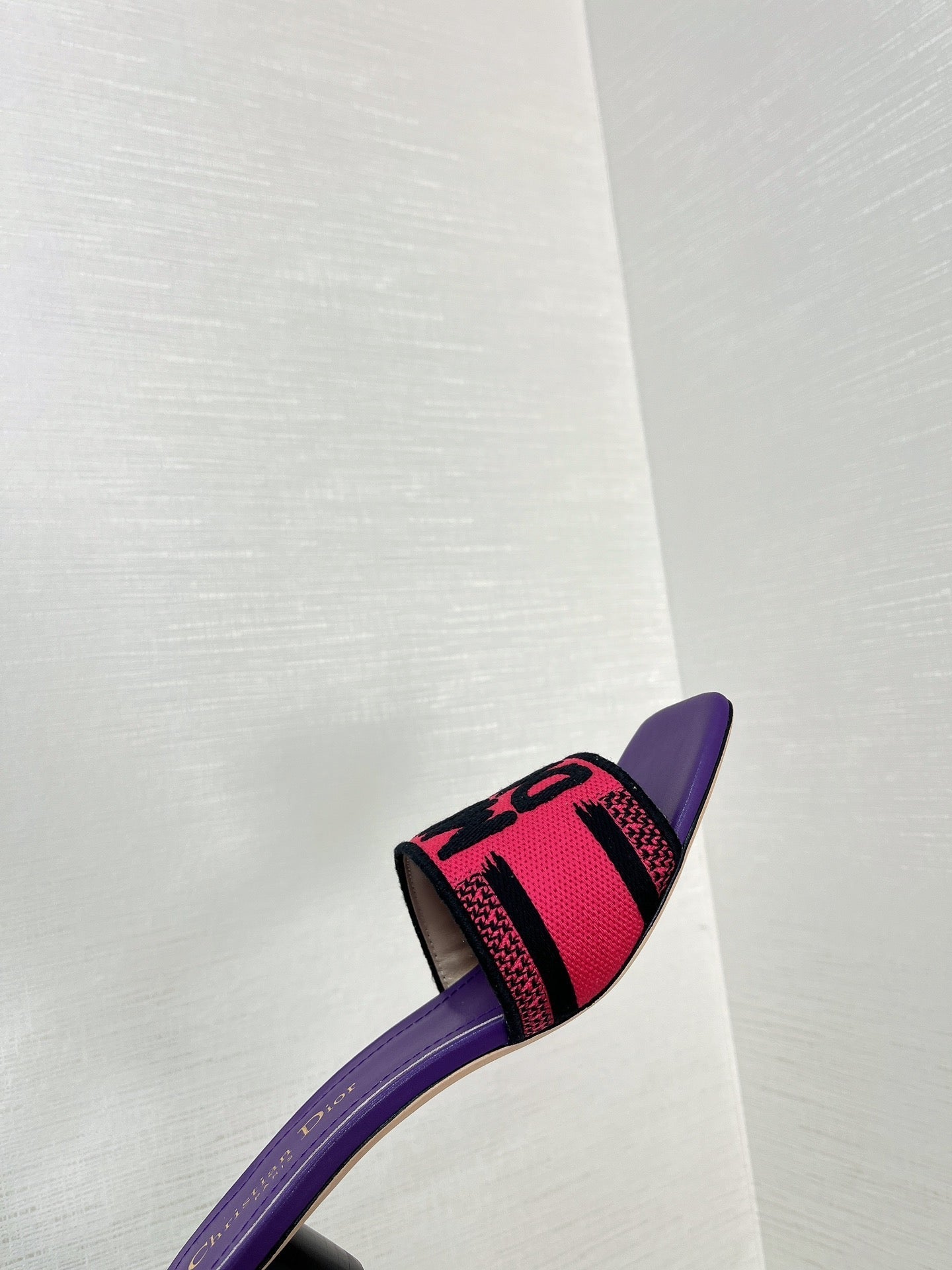 DIOR dway heeled slide 35 red purple embroidered cotton