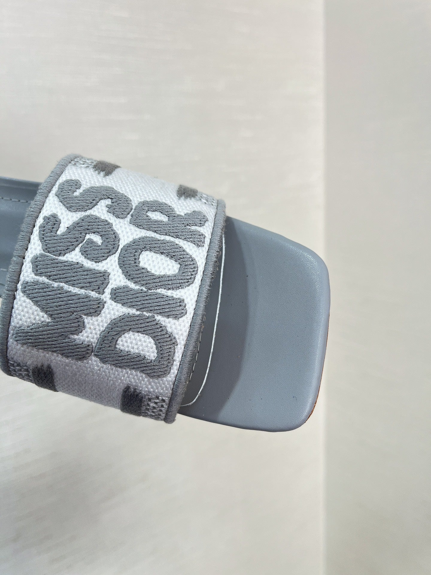 DIOR dway heeled slide 35 grey embroidered cotton