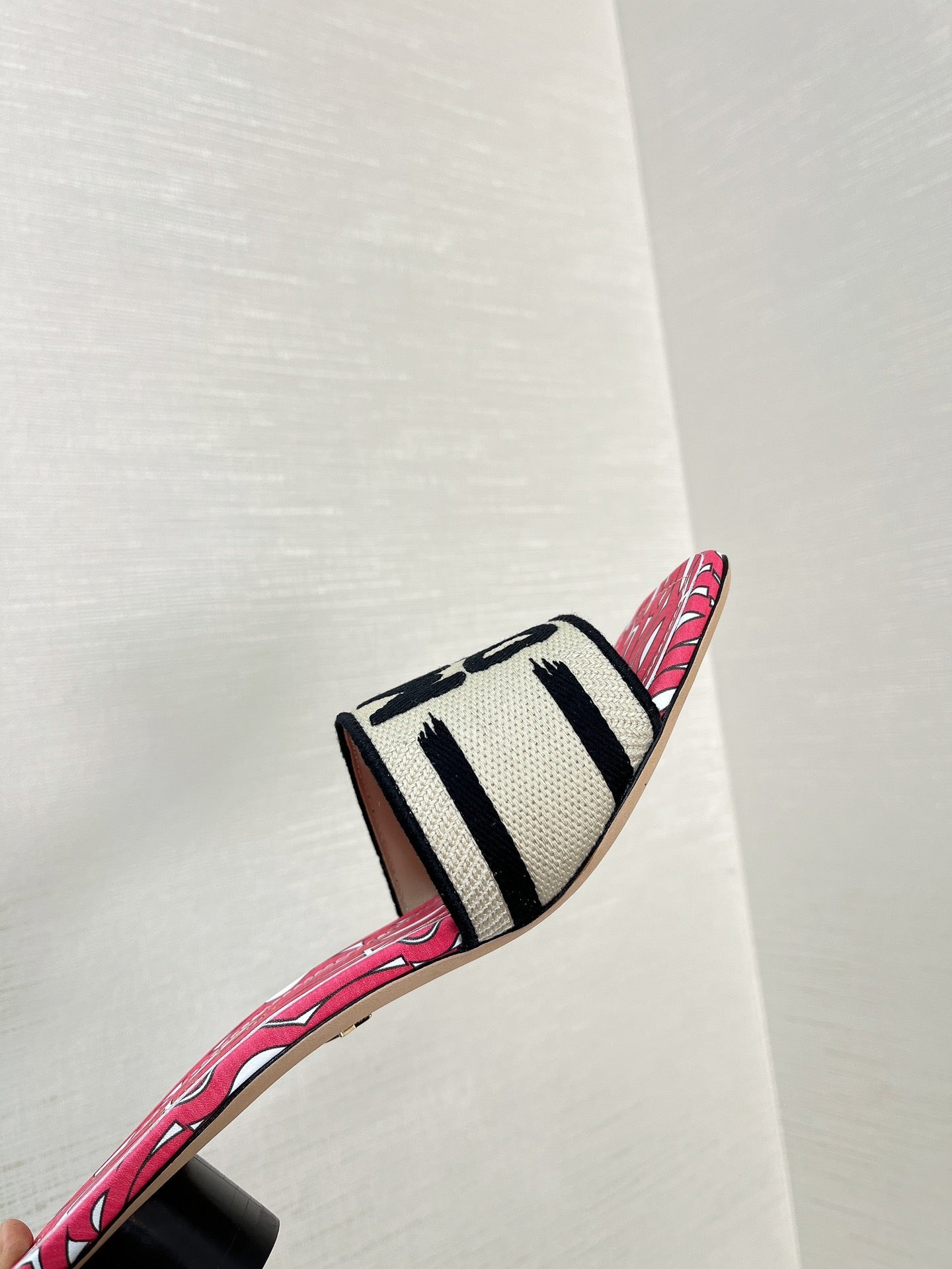 DIOR dway heeled slide 35 embroidered cotton red miss alllover motif