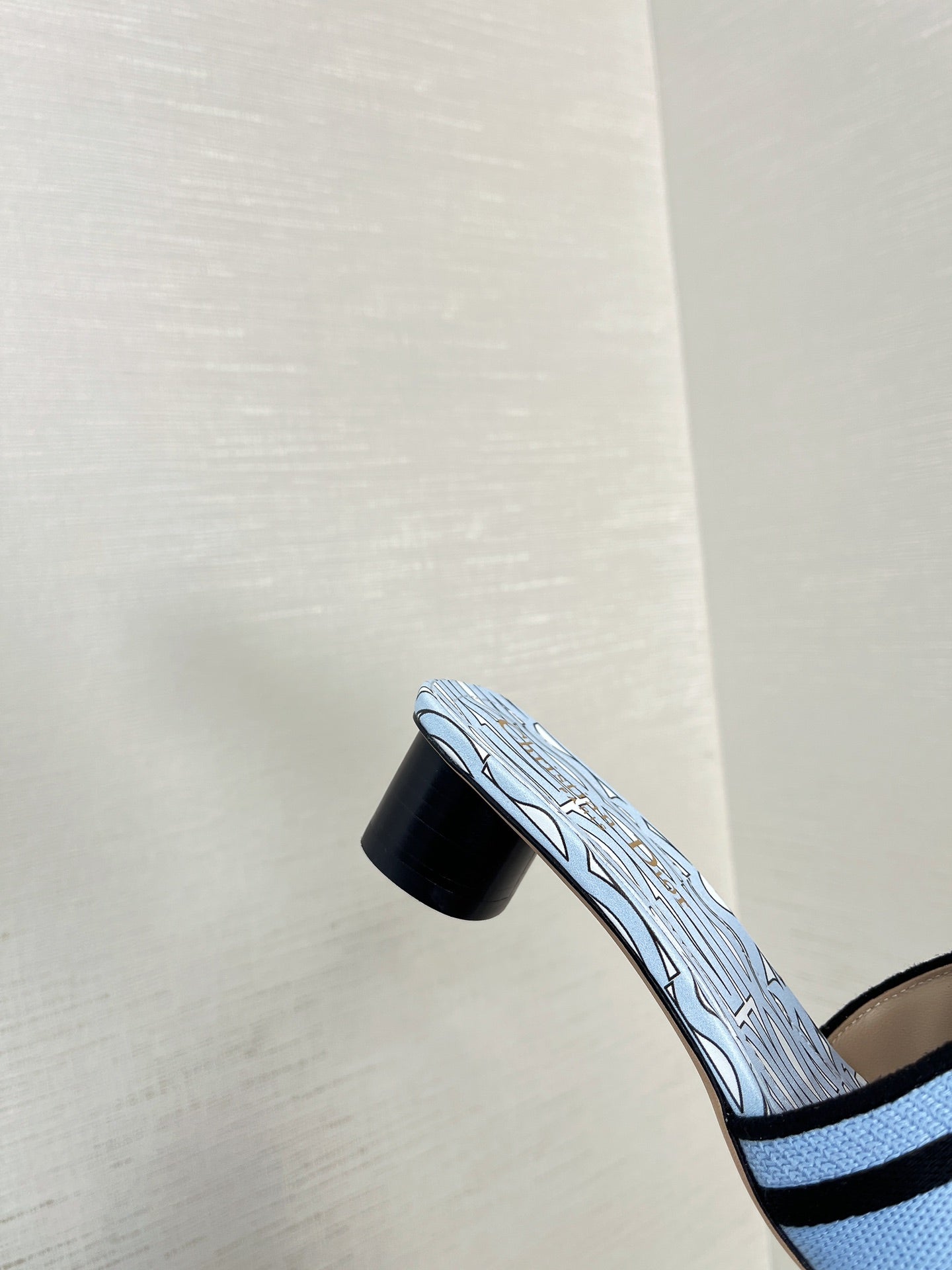 DIOR dway heeled slide 35 embroidered cotton cloud blue miss alllover motif