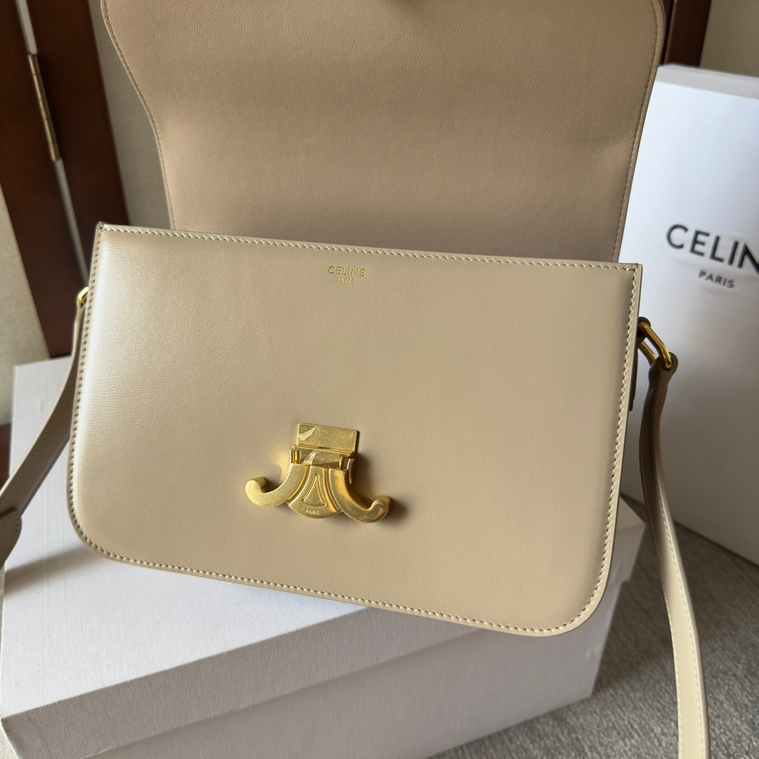 Celine classique triomphe 22 beige calfskin gold hardware