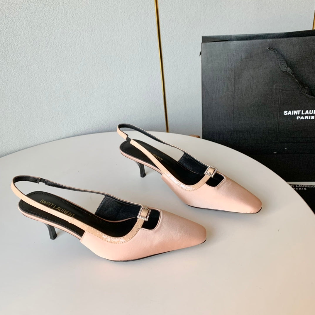 Saint Laurent SL BLADE SLINGBACK PINK NUDE SATIN