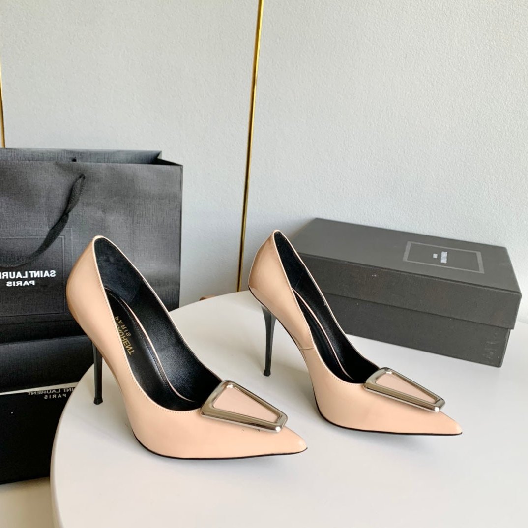 Saint Laurent SL TRIANGLE BASIC HIGH HEELS BISQUE CALFSKIN