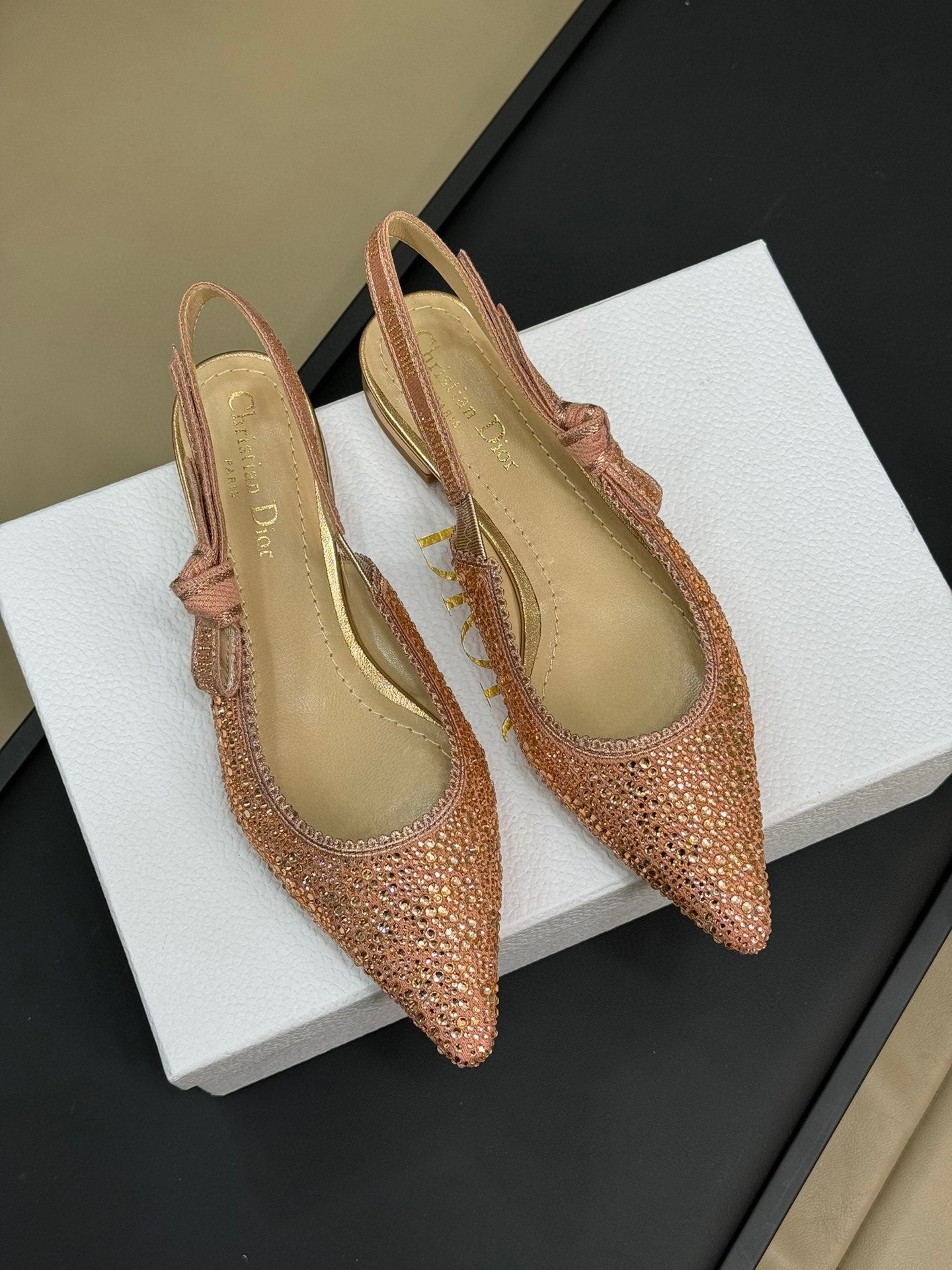 DIOR J'A DIOR Slingback Pink-tone Cotton Microbeads