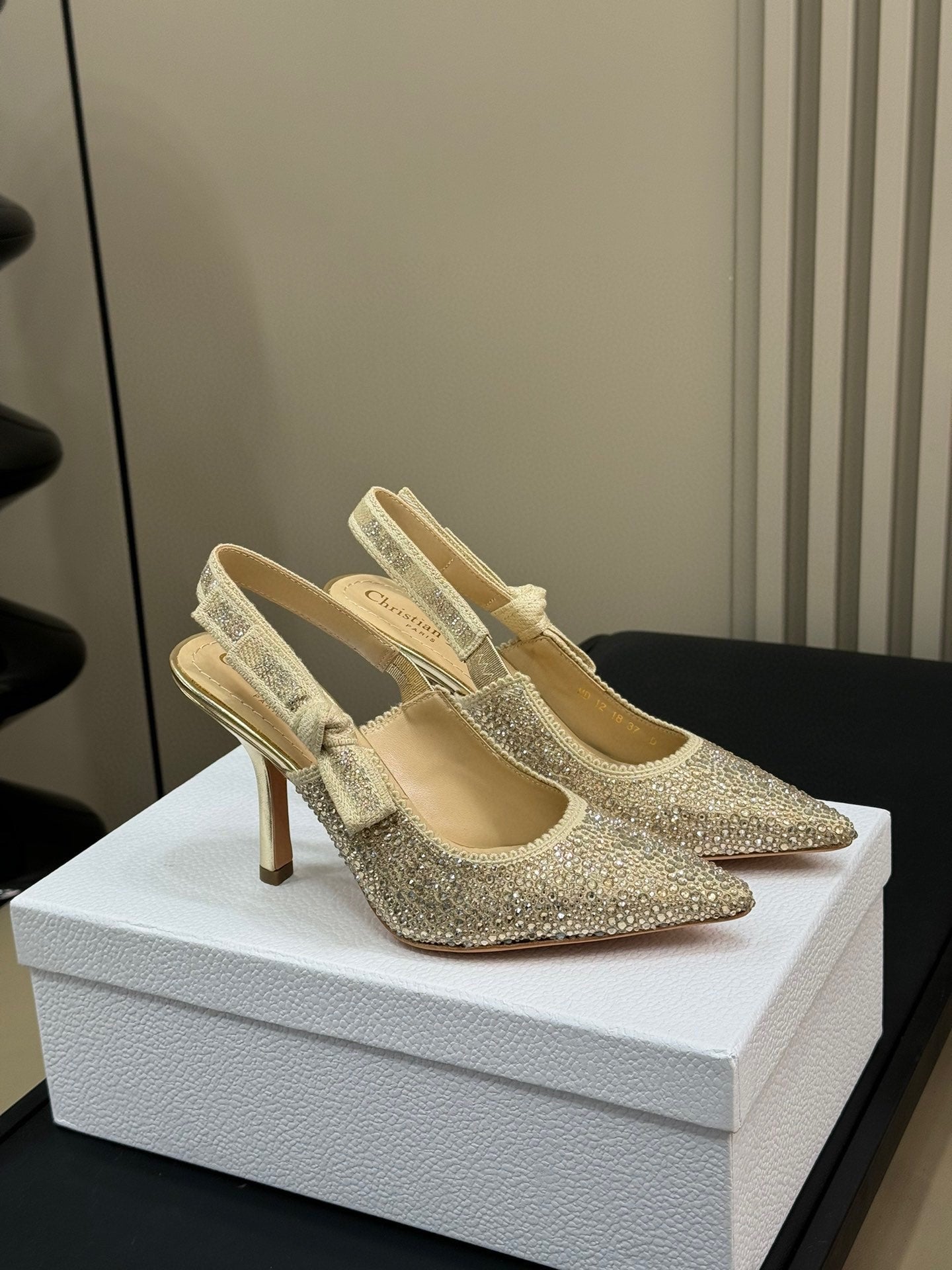 DIOR J'A DIOR Slingback Gold-tone Cotton Microbeads