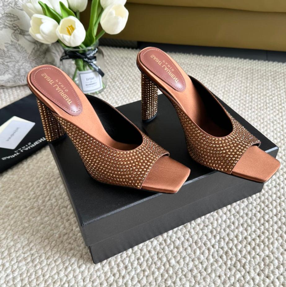 Saint Laurent SL SEPT MULES SIENNA SATIN AND RHINESTONES