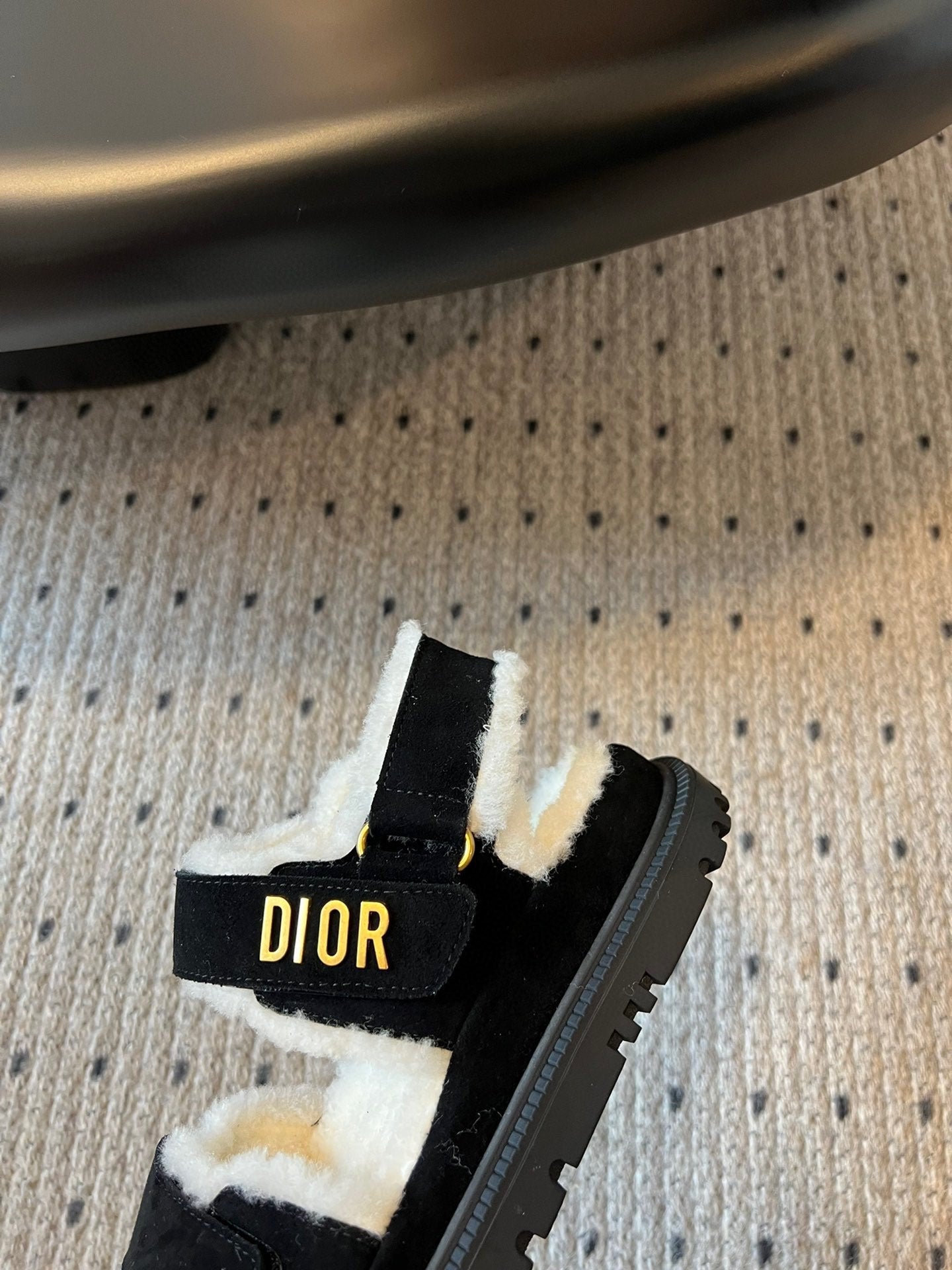 DIOR DIORact Sandal 40mm Black Suede And Fleece Lining