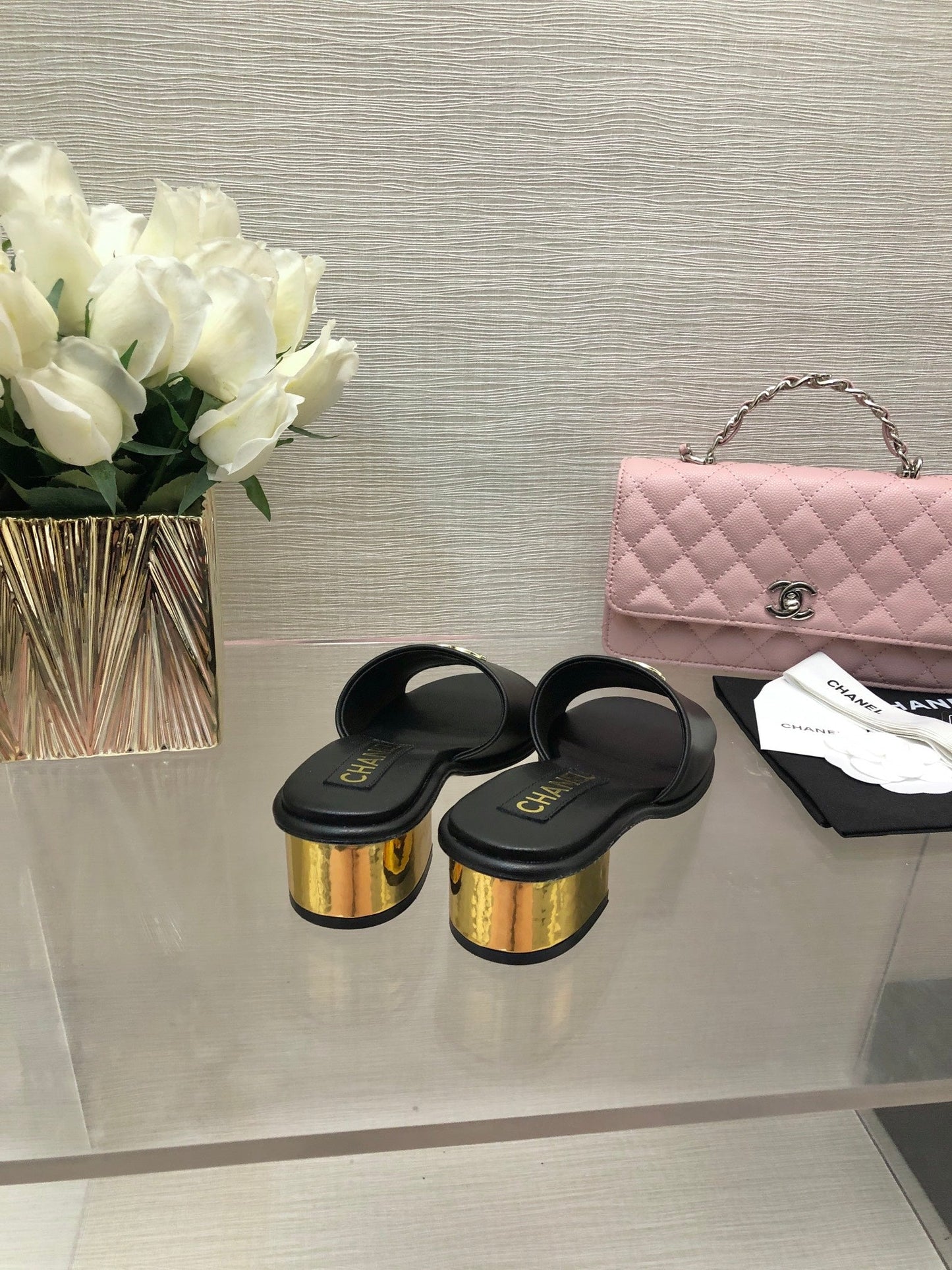CHANEL 25C Mid Heel Mule Black Genuine Calfskin 212956