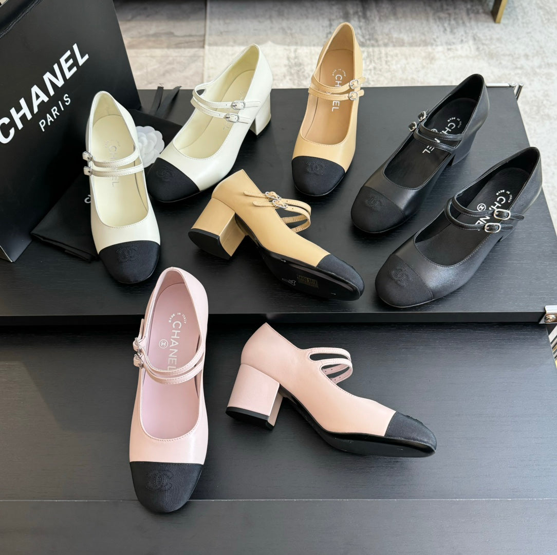 CHANEL 25C Mary Jane White Sheepskin 212989