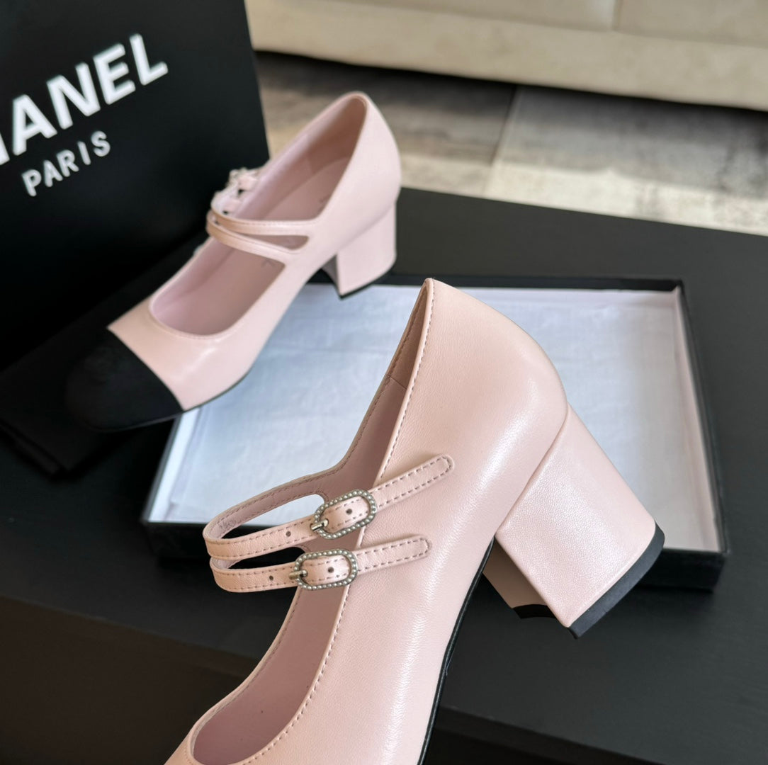 CHANEL 25C Mary Jane Pink Sheepskin 212990