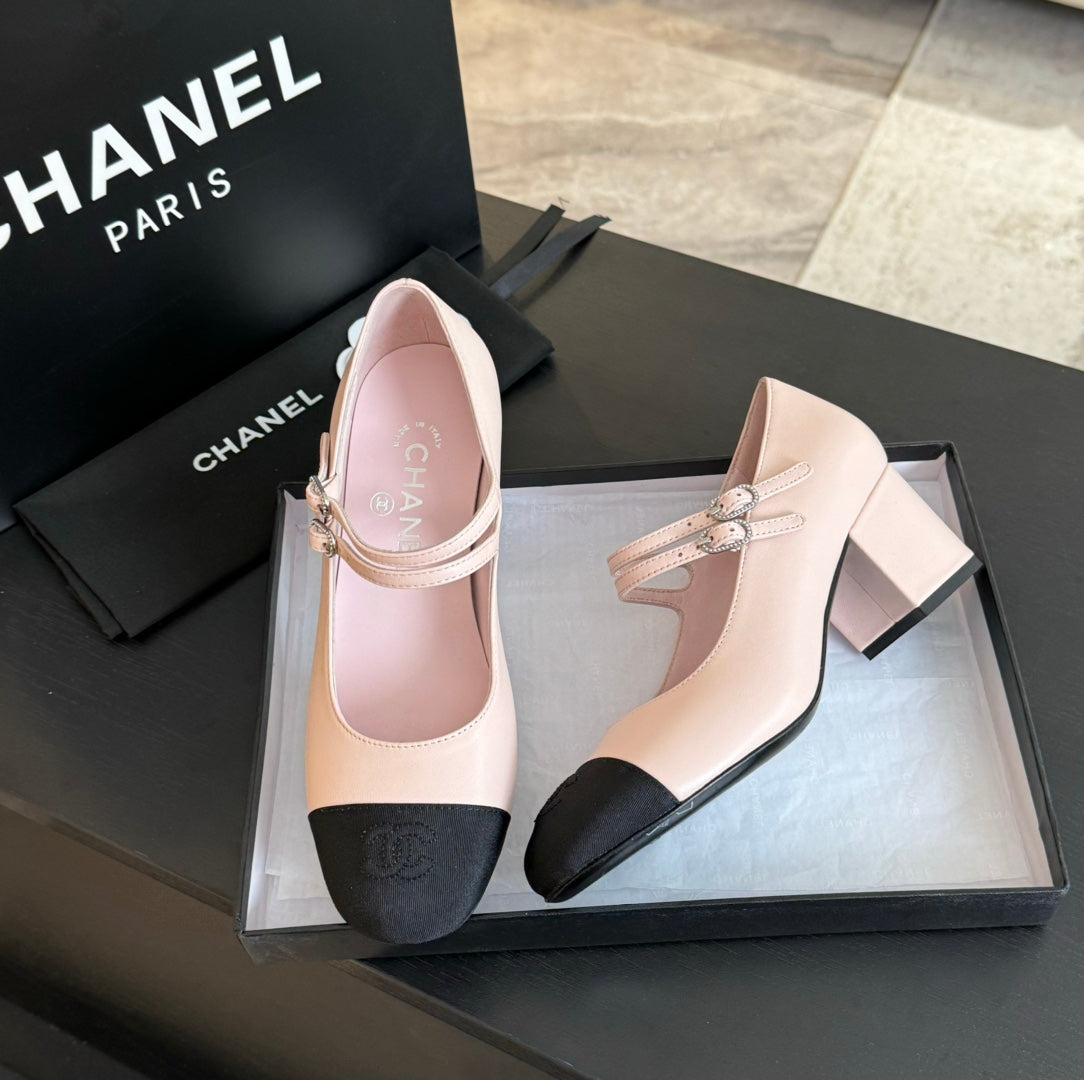 CHANEL 25C Mary Jane Pink Sheepskin 212990