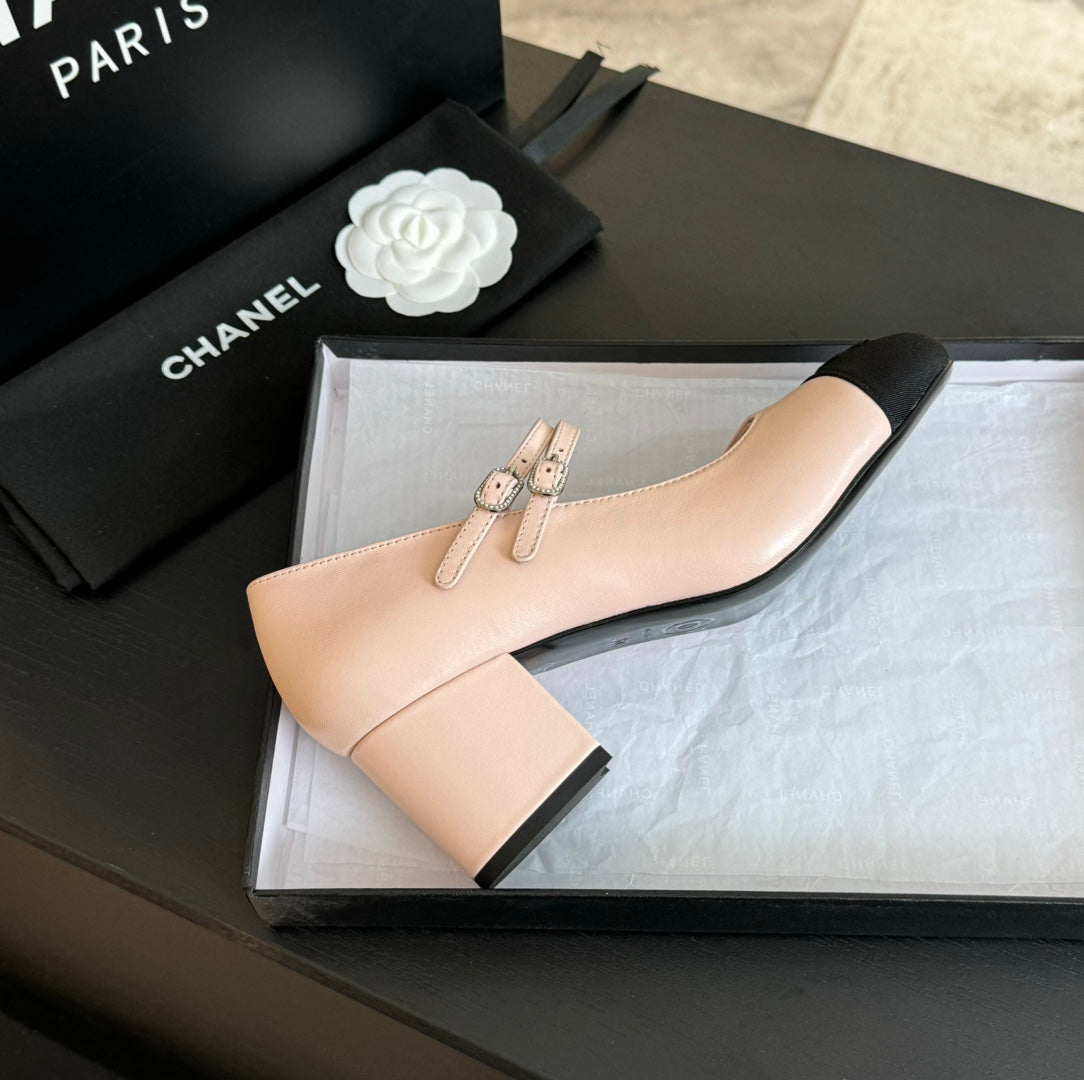 CHANEL 25C Mary Jane Pink Sheepskin 212990