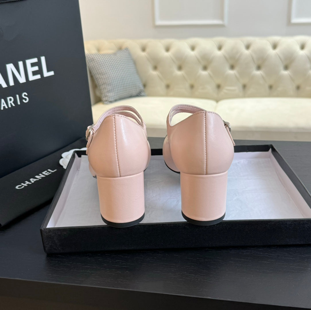 CHANEL 25C Mary Jane Pink Sheepskin 212990