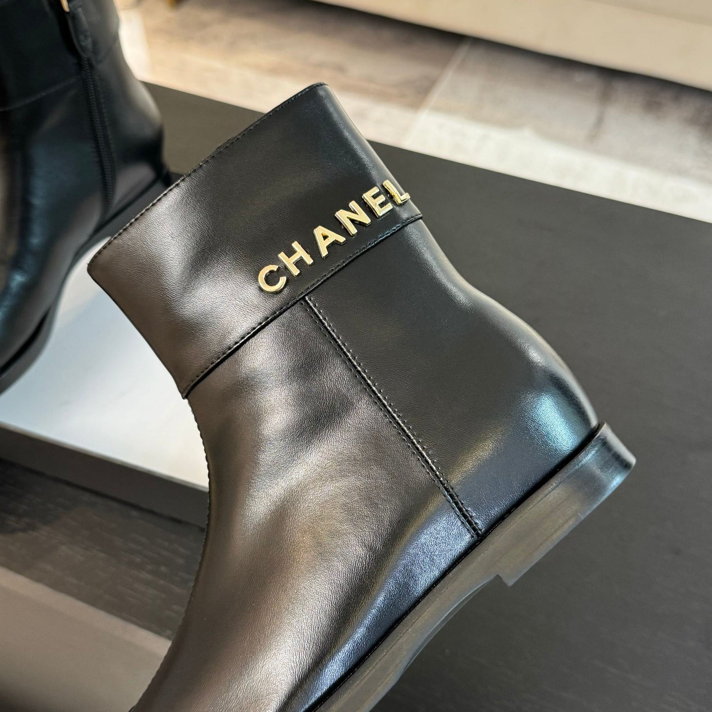 CHANEL Ankle Boots 20mm Black Calfskin