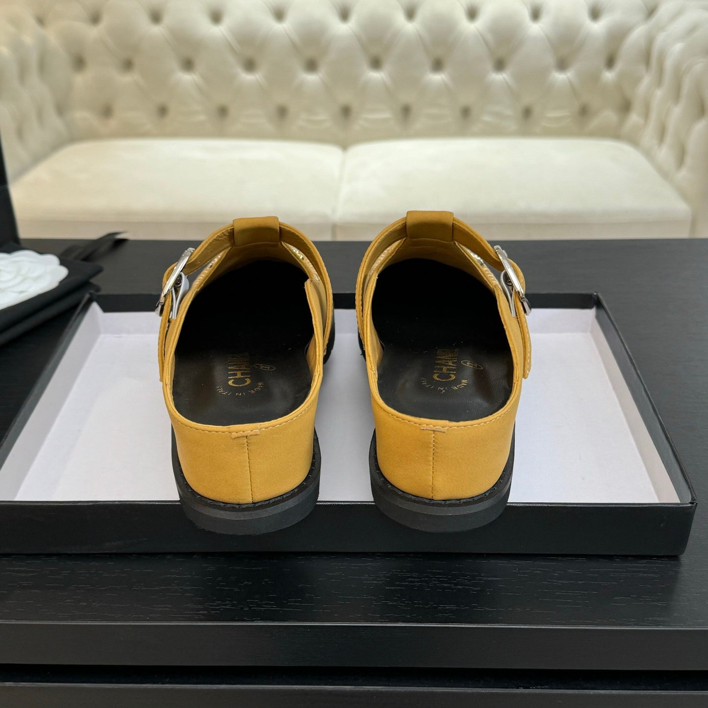 CHANEL 25C Mule Sandal Canary Yellow Imported Cowhide 212944