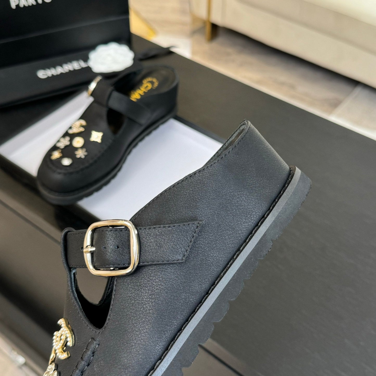 CHANEL 25C Mule Sandal Black Imported Cowhide 212946