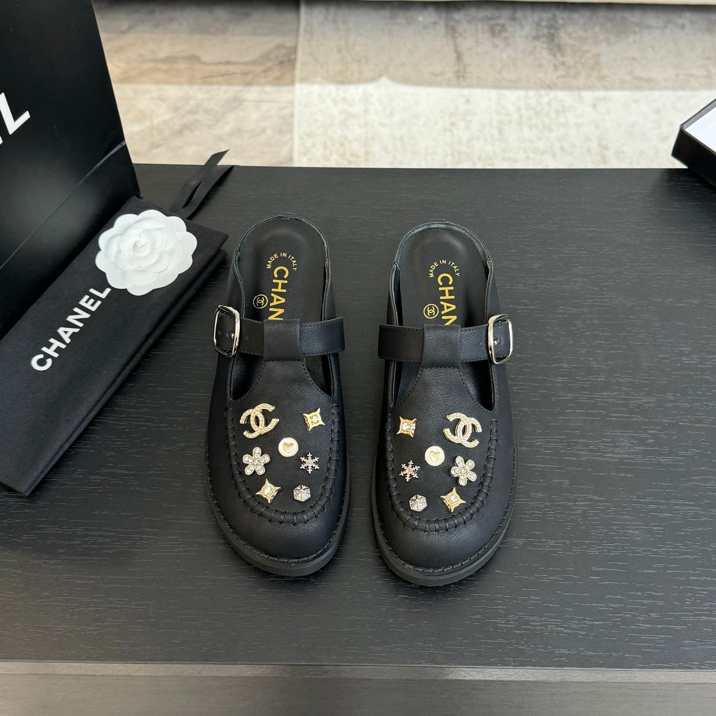 CHANEL 25C Mule Sandal Black Imported Cowhide 212946