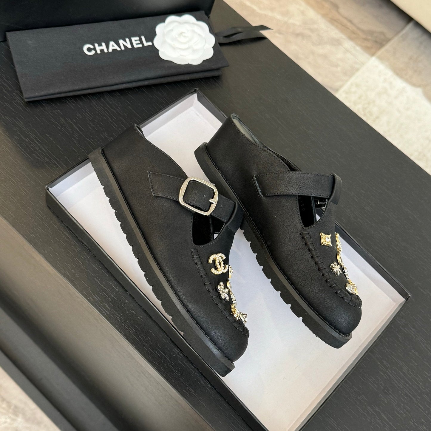 CHANEL 25C Mule Sandal Black Imported Cowhide 212946