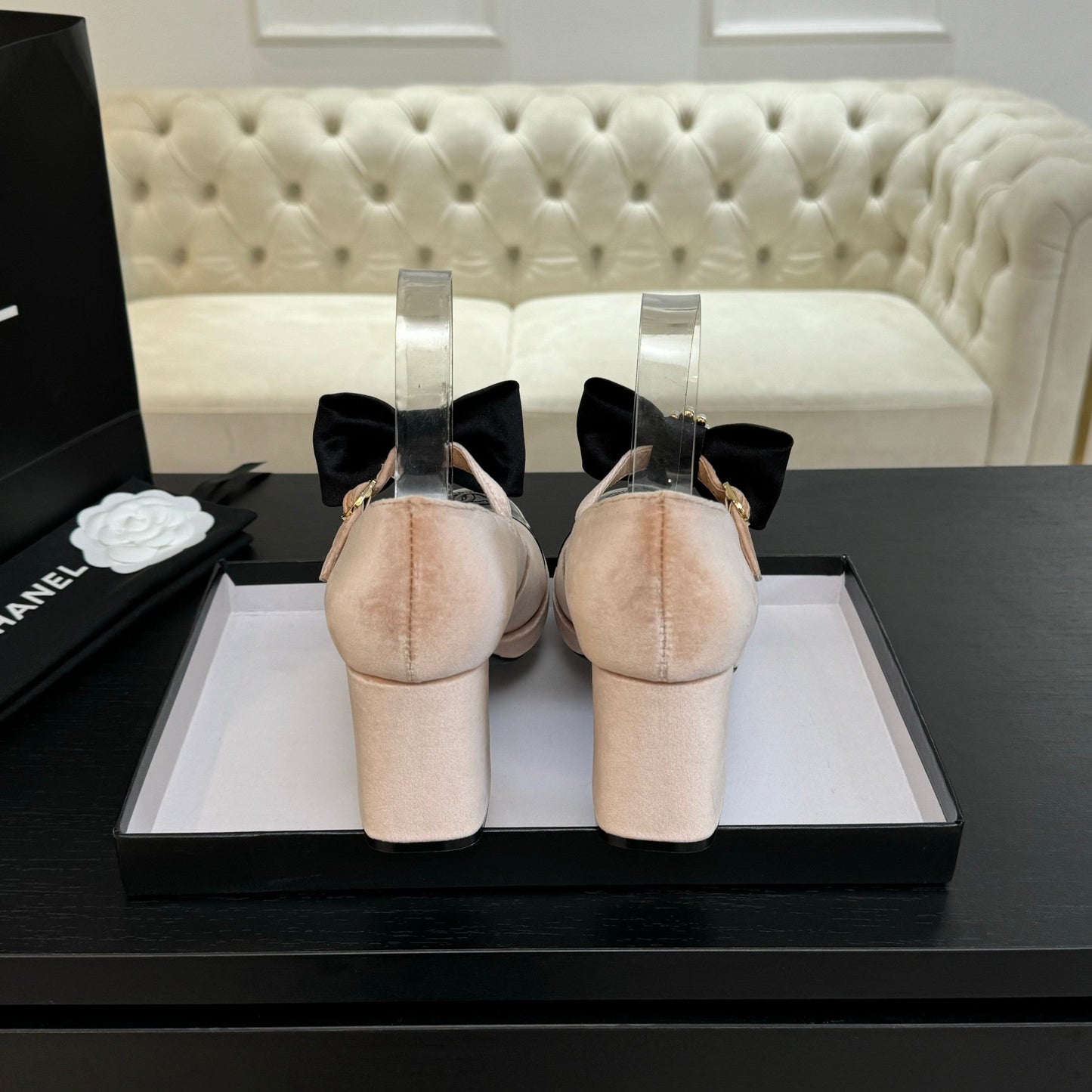 CHANEL 25C Mary Jane Peach Pink color Imported Cowhide 212948
