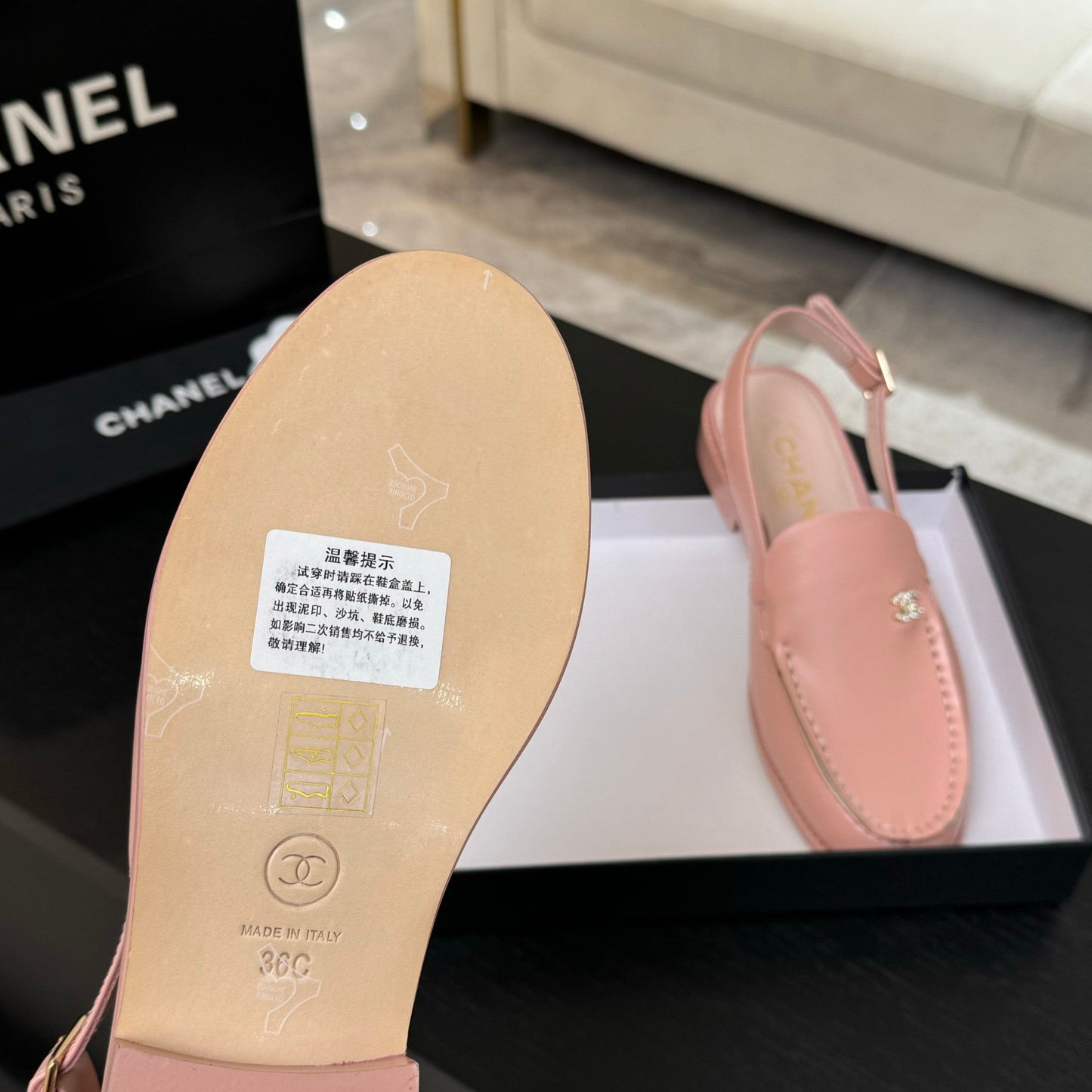 CHANEL 25C Slingback Loafer Pink Patent Leather