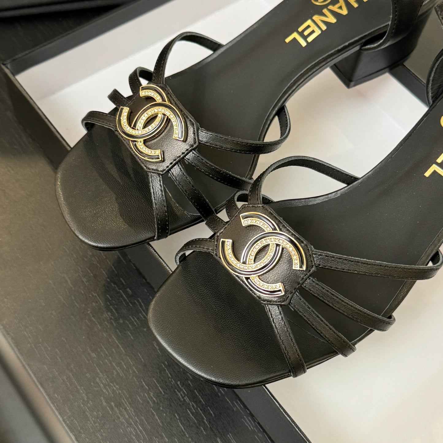 CHANEL 45mm Sandal Black Sheepskin 212926