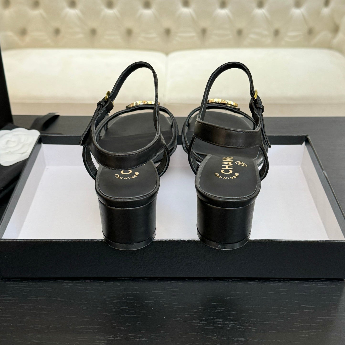 CHANEL 45mm Sandal Black Sheepskin 212926