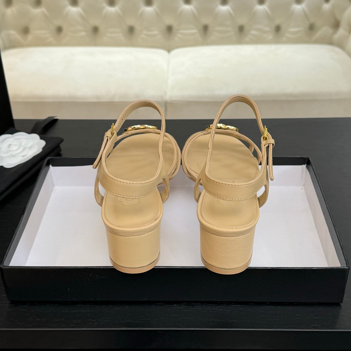 CHANEL 45mm Sandal DarkCream Sheepskin 212928