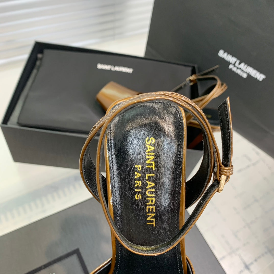 Saint Laurent SL FISH MOUTH SANDAL PUMP BRONZE POLISHED CALFSKIN