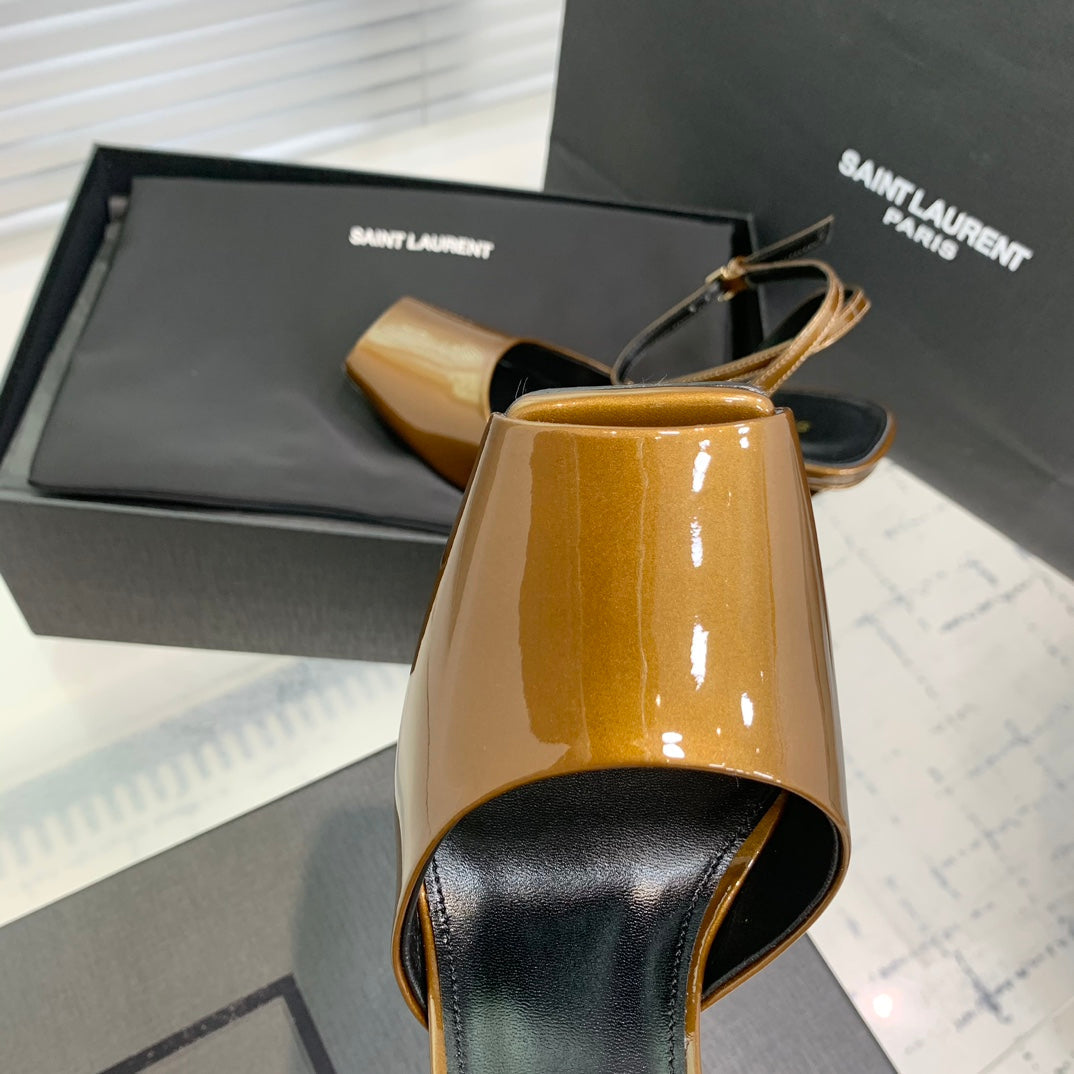 Saint Laurent SL FISH MOUTH SANDAL PUMP BRONZE POLISHED CALFSKIN
