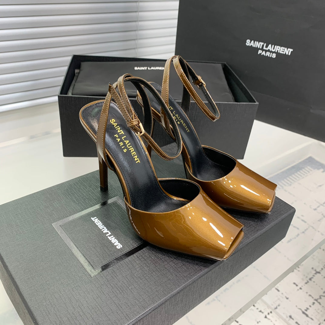 Saint Laurent SL FISH MOUTH SANDAL PUMP BRONZE POLISHED CALFSKIN