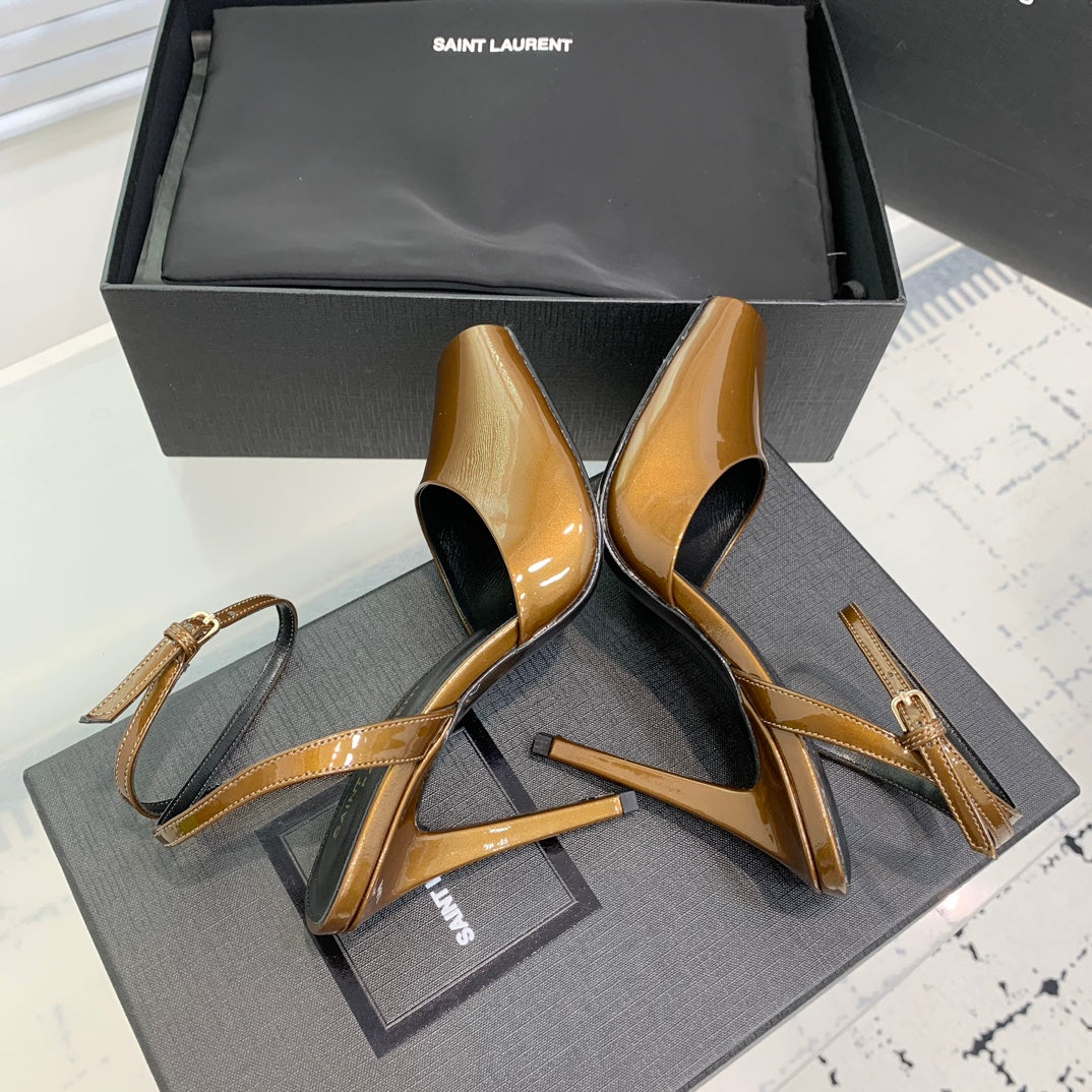 Saint Laurent SL FISH MOUTH SANDAL PUMP BRONZE POLISHED CALFSKIN