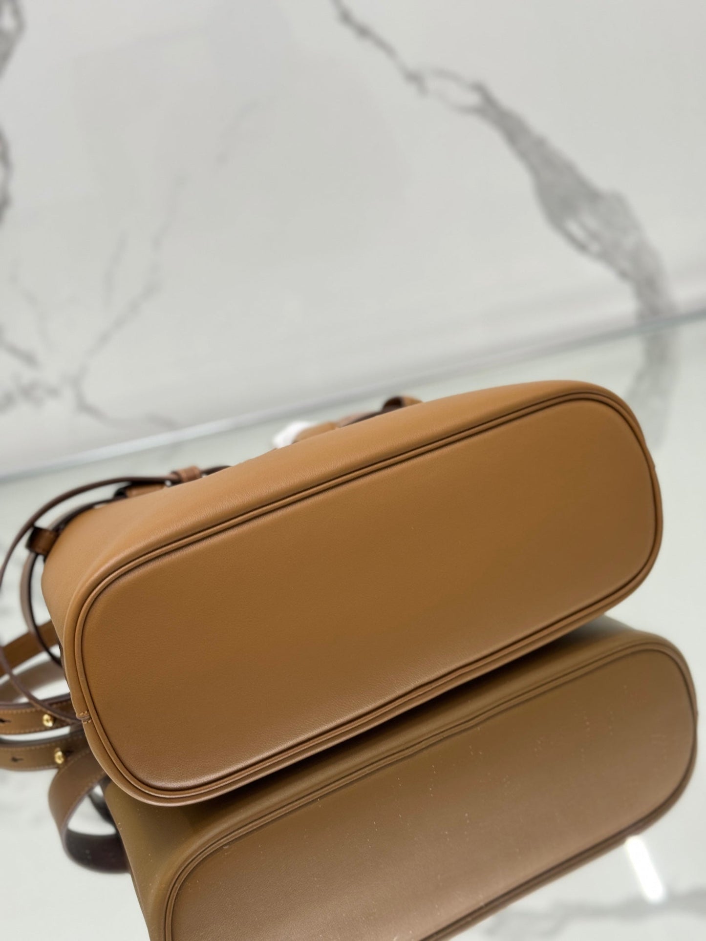 PRADA TOTE BAG WITH BELT 32 IN CIDER BROWN IMPORTED CALFSKIN