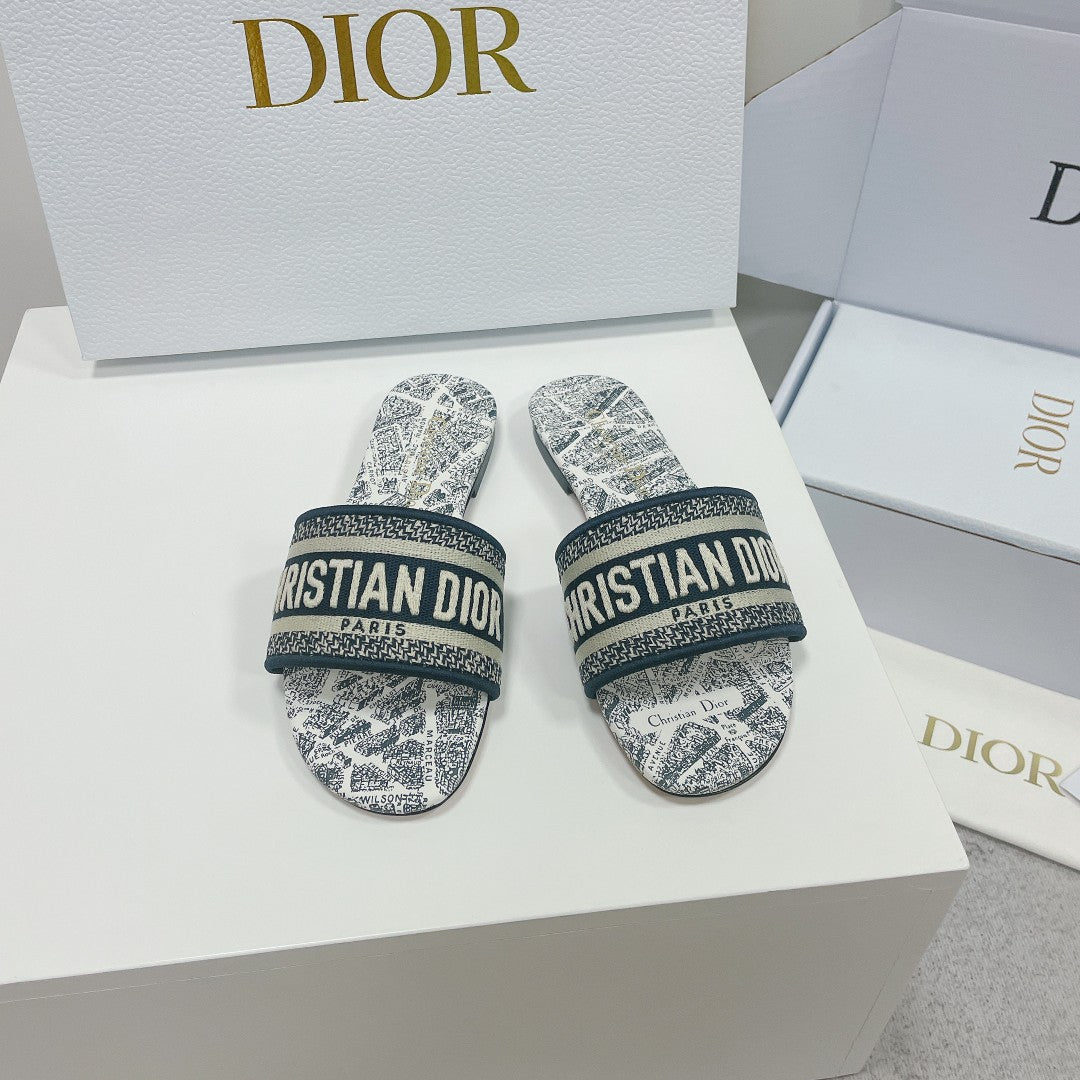 DIOR Mule Dway Slide 10mm Multi Motifs Style 3
